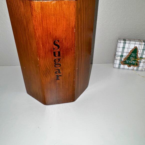 Vintage Wooden “Sugar” Canister – Hand-Painted Folk Art Floral Heart Design - Picture 6 of 9